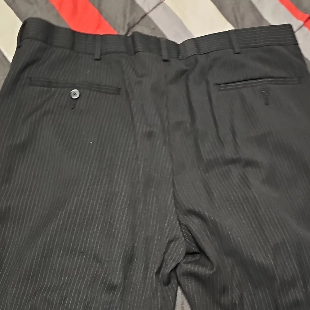 George Men's Black Striped Dress Pants